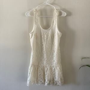Lovers + Friends Gwen Mini Dress Babydoll Lace Womens S Cream Romantic Coquette